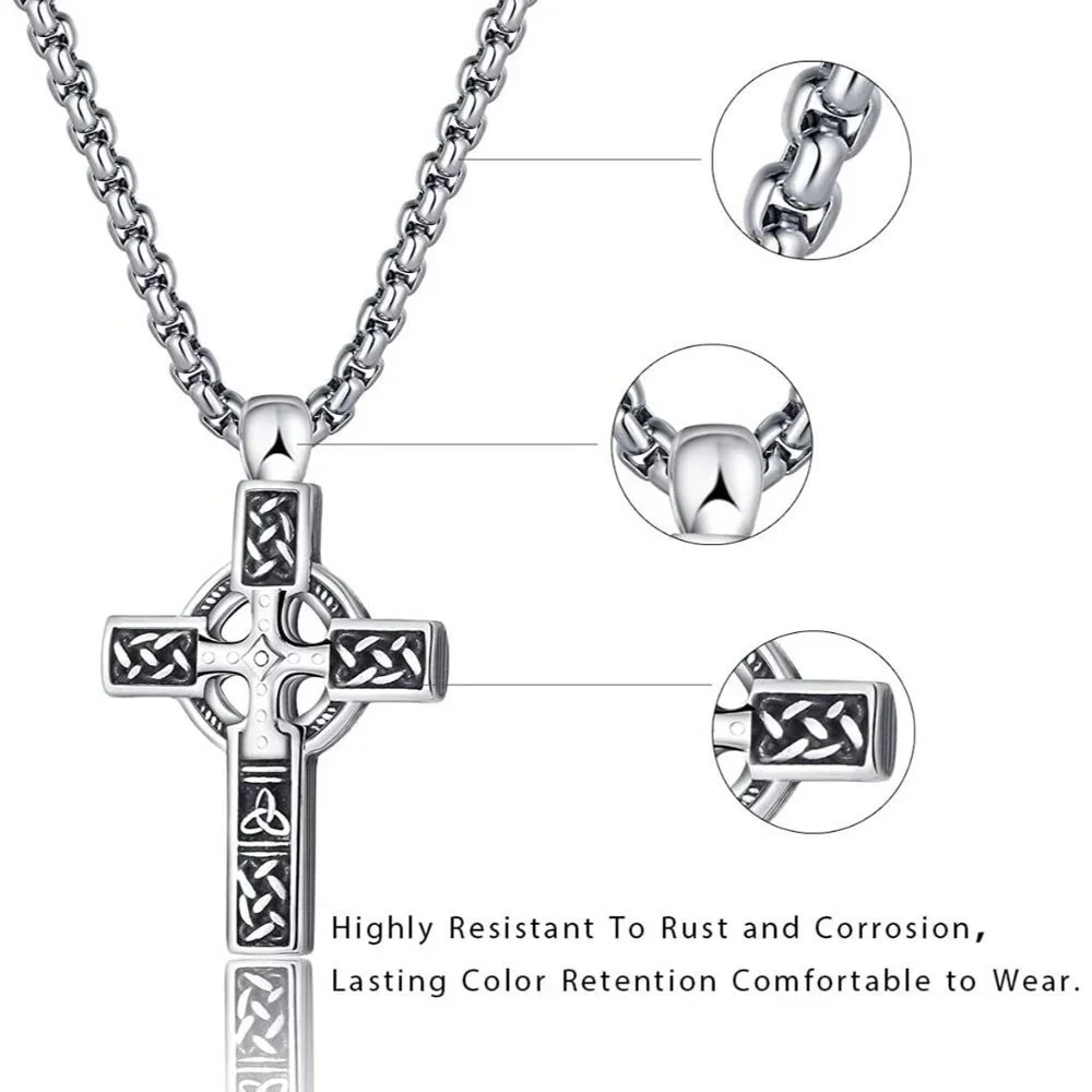 Men's Celtic Cross Stainless Steel Necklace